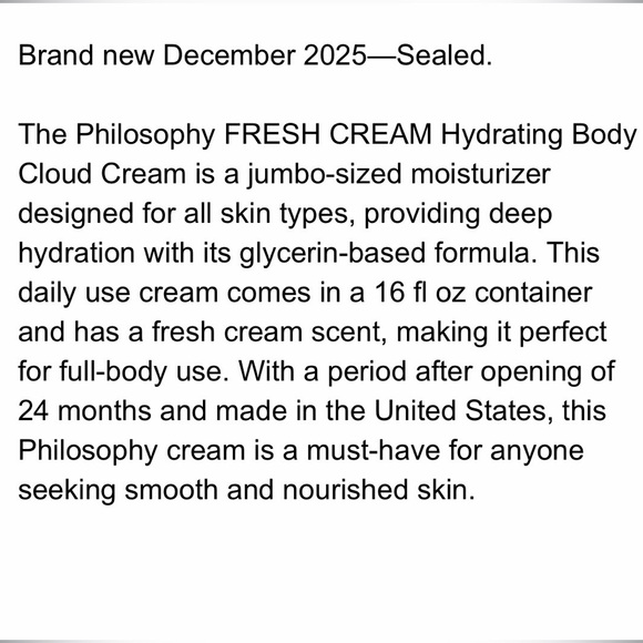 Philosophy Fresh Cream Warm Cashmere set of 2 16 oz each New, Sealed - Picture 6 of 6